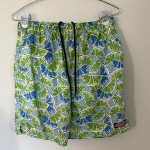 Vineyard Vines Green and Blue Citrus Athletic Shorts